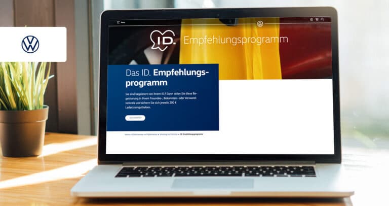 Ein Blick auf die Startseite des Volkswagen ID.-Empfehlungsprogramms