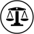 Kreis mit schwarzer Umrandung, innen Symbol Waage